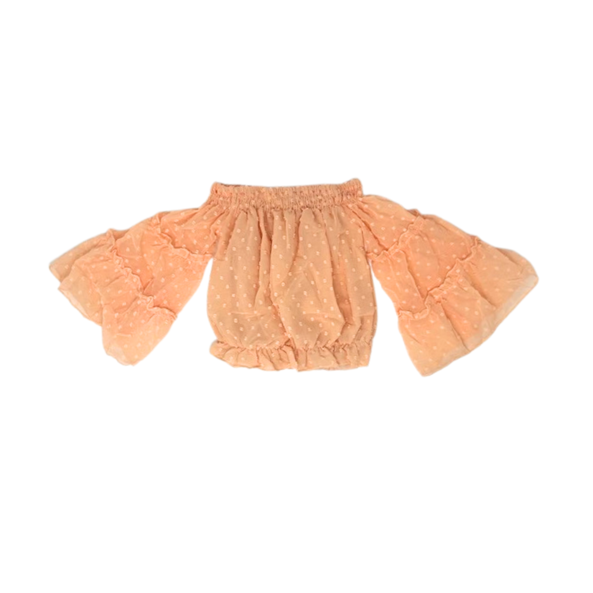 Chloe cinched crop waist and off-the-shoulder flair Sleeve Top in Orange