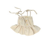 Kids Harper Peplum Top With Tie Straps in Cream