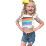 Untamed Kids Apparel | Children's crop top Tie-back rainbow top wit Ruffle Sleeves