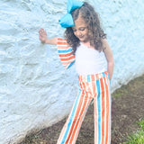 Untamed Kids striped pants with matching off the shoulder ruffle sleeve top